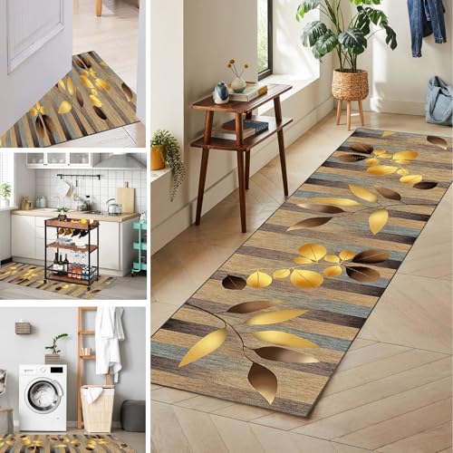 Flurteppich Läufer Lang Küchenläufer Waschbar Läufer Teppich Flur, Küchenteppich Läufer Waschbar Teppich Läufer Flur Rutschfest, Eingangsteppich Modern Teppich für Küche Flur Wohnzimmer 80 x 300 cm von Tkuhknag