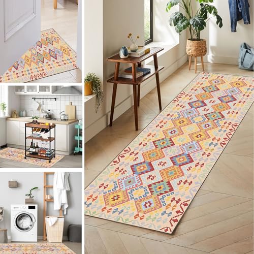 Läufer Teppich Flur Küchenläufer Waschbare Teppichläufer Flur rutschfest Kitchen Teppich Flur Eingangsbereich 110 x 200 cm Teppich Läufer für Flur Schlafzimmer Wohnzimmer Fußmatte Lang Küchenteppich von Tkuhknag