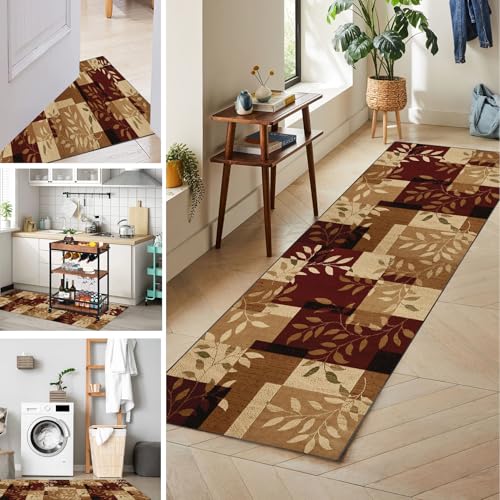 Läufer Teppich Flur Küchenläufer Waschbare Teppichläufer Flur rutschfest Kitchen Teppich Flur Eingangsbereich 50 x 230 cm Teppich Läufer für Flur Schlafzimmer Wohnzimmer Fußmatte Lang Küchenteppich von Tkuhknag