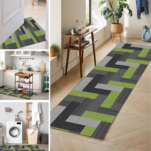 Läufer Teppich Flur Küchenläufer Waschbare Teppichläufer Flur rutschfest Kitchen Teppich Flur Eingangsbereich 80 x 150 cm Teppich Läufer für Flur Schlafzimmer Wohnzimmer Fußmatte Lang Küchenteppich von Tkuhknag