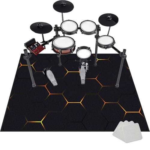 Schlagzeugteppich Drum Teppich Professionelles rechteckiges Schallschutz Trommelmatte 140 x 120 cm Elektrisches Schlagzeug Teppich Music Carpet Innen und Außen Trommelteppich für Studio Wohnung von Tkuhknag