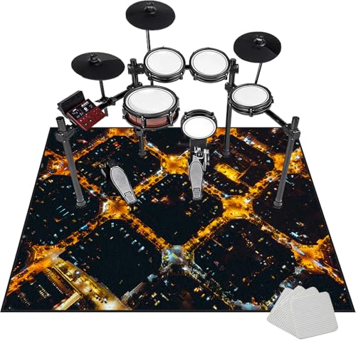 Schlagzeugteppich Drum Teppich Professionelles rechteckiges Schallschutz Trommelmatte 160 x 140 cm Elektrisches Schlagzeug Teppich Music Carpet Innen und Außen Trommelteppich für Studio Wohnung von Tkuhknag