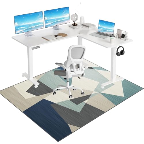 Stuhlmatte für Home Office Hartholzböden, Bürostuhl Unterlage, Bodenschutzmatte bürostuhl, Computerstuhl Teppiche, Stuhl Unterlage Schreibtisch, GamingTeppich, Schutzmatte für Laminat 160 x 180 cm von Tkuhknag