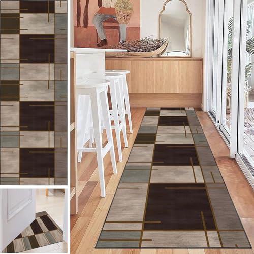 Tkuhknag Küchenläufer Teppich Läufer für Flur Küche Wohnzimmer Schlafzimmer, Teppichläufer rutschfest Waschbar Teppich für Küche, Flurteppich Eingangsteppich Bettvorleger Schlafzimmer 80 x 230 cm von Tkuhknag