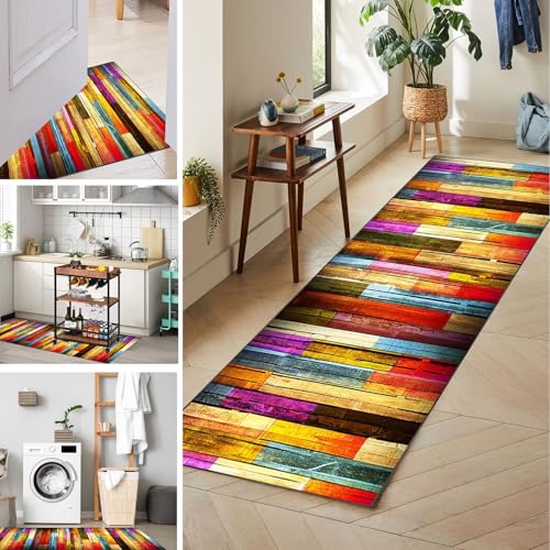 Tkuhknag Läufer Teppich für Flur, Korridor Teppich, Küchenteppich Läufer Waschbar, 50 x 70 cm Fußmatte Lang, Läufer Modern rutschfest Teppich für Küche, Flur, Wohnzimmer, Eingang von Tkuhknag