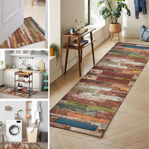 Tkuhknag Teppich Läufer, Waschbar Küchenteppich, 50 x 180 cm Flurteppich Läufer Lang Läufer Teppich Flur rutschfest Modern Küchenläufer Teppichläufer Eingangsteppich für Flur & Wohnraum von Tkuhknag