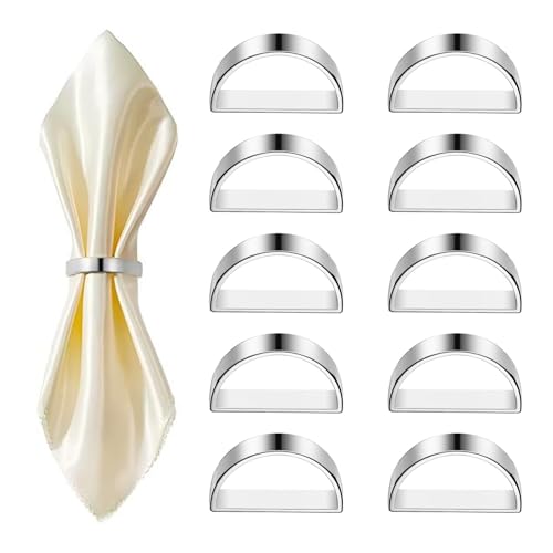 Tkxjry 10 Stück Serviettenringe Silber, Metall Serviettenschnallen, 10 Stück Serviettenringe, Tischdekoration Napkin Rings, Serviettenringe aus Metall, für Zuhause, Hochzeit, Urlaub und Party von Tkxjry