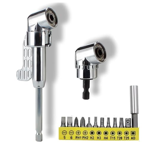 Tkxjry 105°Winkelschrauber Vorsatz Adapter, Winkelschrauber Aufsatz Set, Winkelaufsatz Set bit Verlängerung, Bend Screwdriver Bit, function Bend Screwdriver Bit, für Garage Bauarbeiter (Lang + Kurz) von Tkxjry
