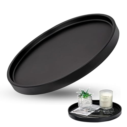Tkxjry 25cm Rund Serviertablett, Deko Serviertablett, rutschfeste Oberfläche, Tablett, Kellnertablett, Gastro Tablett, Esstablett für Partys, Zuhause, Bars & Restaurants Speisen und Getränke von Tkxjry