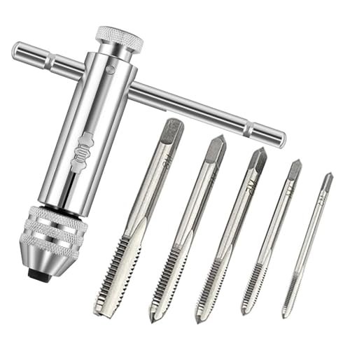 Tkxjry 6 Stück Tap Wrench Set, M3 M4 M5 M6 M8 Gewindebohrer mit Verstellbaren, T Griff Windeisen Ratsche, Gewindebohrer Set mit Werkzeughalter, T-Griff Windeisen Gewindeschneidwerkzeug Tkxjry 6 Stück Tap Wrench Set, M3 M4 M5 M6 M8 Gewindebohrer mit Verstellbaren, T Griff Windeisen Ratsche, Gewindebohrer Set mit Werkzeughalter, T-Griff Windeisen Gewindeschneidwerkzeug von Tkxjry