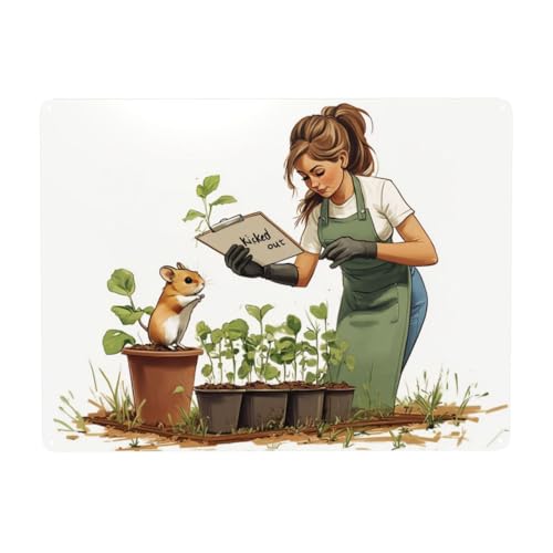 Blechschild Garten Deko, 30x40cm Blechschild Personalisiert, Eine Gärtnerin Bei Der Arbeit Mit Ihrem Kleinen Gärtnerhamster, Geschenke Für Gartenliebhaber Blechschild Garten Deko, 30x40cm Blechschild Personalisiert, Eine Gärtnerin Bei Der Arbeit Mit Ihrem Kleinen Gärtnerhamster, Geschenke Für Gartenliebhaber von TlevadArt