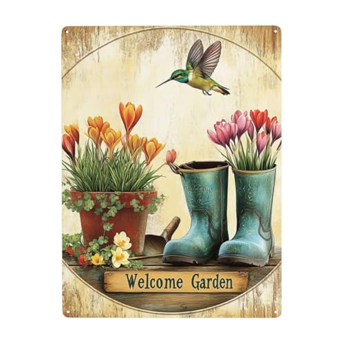 Blechschilder Retro, Metallschild Metall Garten Poster 30x40cm, Blechschild Text “Welcome Garden”, Gartengeschenkidee Blechschilder Retro, Metallschild Metall Garten Poster 30x40cm, Blechschild Text “Welcome Garden”, Gartengeschenkidee von TlevadArt
