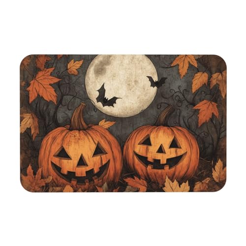 Fußmatten Halloween, 40x60cm Fußmatte Rutschfest, Leicht Zu Reinigen, Kieselalgenschlamm Material, Halloween Kürbis Fledermaus Vollmond Ahornblatt Fussmatte, Für Haustür, Eingangsbereich, Garten Fußmatten Halloween, 40x60cm Fußmatte Rutschfest, Leicht Zu Reinigen, Kieselalgenschlamm Material, Halloween Kürbis Fledermaus Vollmond Ahornblatt Fussmatte, Für Haustür, Eingangsbereich, Garten von TlevadArt