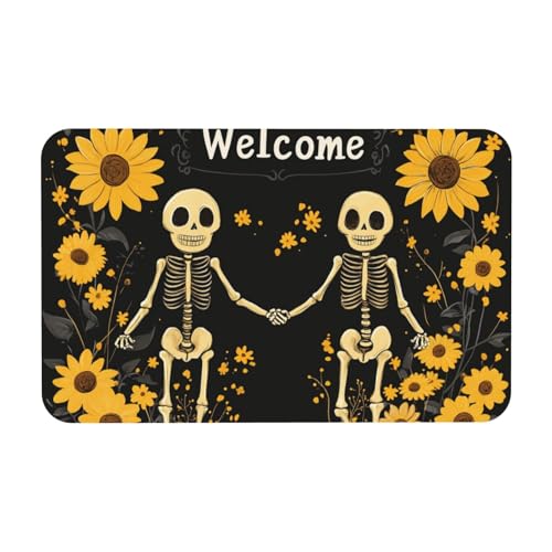 TlevadArt Fußabtreter Halloween 50x80cm, rutschfeste Und Waschbare Fußmatte, Sonnenblumen Totenköpfe Paare Willkommens-Fußmatte, Starker Halloween-Stil TlevadArt Fußabtreter Halloween 50x80cm, rutschfeste Und Waschbare Fußmatte, Sonnenblumen Totenköpfe Paare Willkommens-Fußmatte, Starker Halloween-Stil von TlevadArt