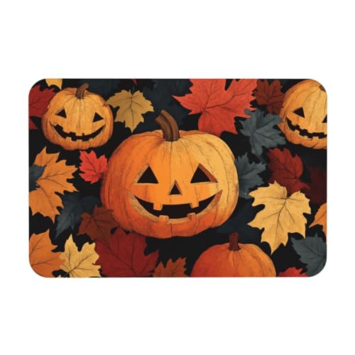TlevadArt Fußabtreter Halloween Kürbis Ahornblatt, rutschfeste, Waschbare Fußmatte, Kieselalgenschlamm Material, Schaffen Sie Eine Festliche Atmosphäre, 40x60cm TlevadArt Fußabtreter Halloween Kürbis Ahornblatt, rutschfeste, Waschbare Fußmatte, Kieselalgenschlamm Material, Schaffen Sie Eine Festliche Atmosphäre, 40x60cm von TlevadArt
