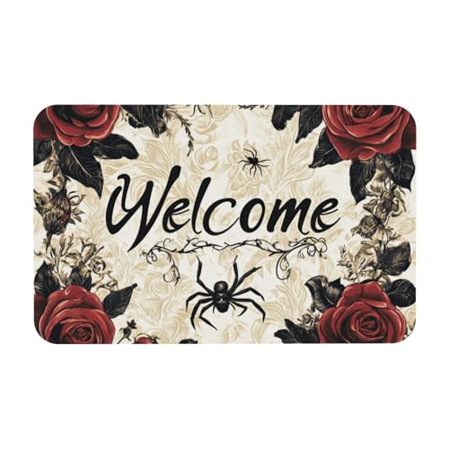 TlevadArt Fußabtreter Halloween Rose Fledermaus, rutschfeste, Waschbare Fußmatte, Kieselalgenschlamm Material, Für Zuhause, Küche, Badezimmer, Büro, Veranda Dekoration, 50x80cm TlevadArt Fußabtreter Halloween Rose Fledermaus, rutschfeste, Waschbare Fußmatte, Kieselalgenschlamm Material, Für Zuhause, Küche, Badezimmer, Büro, Veranda Dekoration, 50x80cm von TlevadArt