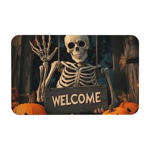 TlevadArt Fußabtreter Halloween Schädel, Dekomatte Innenbereich, Waschbar Fussmatte Aussen, Willkommens Fußmatte, Für Badezimmer, Veranda, Küche, Schlafzimmer Usw, 50x80cm TlevadArt Fußabtreter Halloween Schädel, Dekomatte Innenbereich, Waschbar Fussmatte Aussen, Willkommens Fußmatte, Für Badezimmer, Veranda, Küche, Schlafzimmer Usw, 50x80cm von TlevadArt