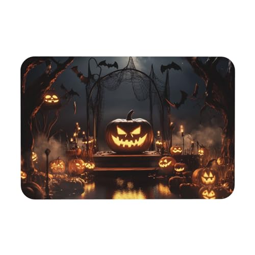 TlevadArt Fußabtreter Innen, Halloween Kürbis Fledermaus Fußmatten, rutschfest Fußmatte, Leicht Zu Reinigen, Kieselalgenschlamm Material, Für Innen- Und Außenbereich, 40x60cm TlevadArt Fußabtreter Innen, Halloween Kürbis Fledermaus Fußmatten, rutschfest Fußmatte, Leicht Zu Reinigen, Kieselalgenschlamm Material, Für Innen- Und Außenbereich, 40x60cm von TlevadArt