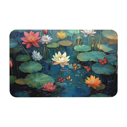 TlevadArt Fußabtreter Innen, rutschfeste, Waschbare Fußmatte, Seerose Schmetterling Fußmatten, Für Zuhause, Küche, Badezimmer, Büro, Veranda Dekoration, 50x80cm TlevadArt Fußabtreter Innen, rutschfeste, Waschbare Fußmatte, Seerose Schmetterling Fußmatten, Für Zuhause, Küche, Badezimmer, Büro, Veranda Dekoration, 50x80cm von TlevadArt