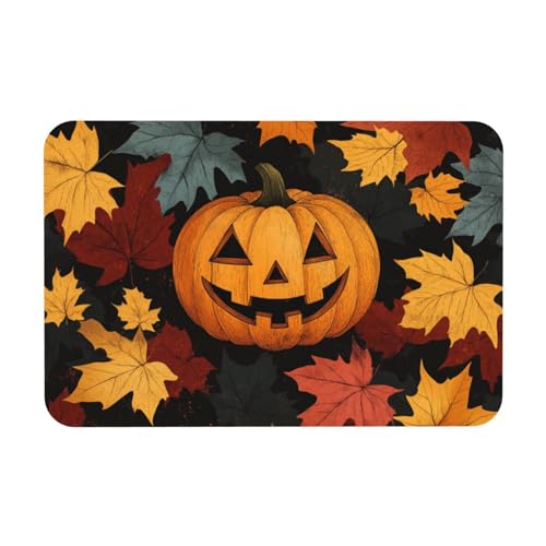 TlevadArt Fußabtreter Innen 40x60cm, Halloween Kürbis Ahornblatt Fußmatten, Fußmatte Waschbar, rutschfeste Gummi-Unterseite, Starker Halloween-Stil, Für Innen- Und Außenbereich TlevadArt Fußabtreter Innen 40x60cm, Halloween Kürbis Ahornblatt Fußmatten, Fußmatte Waschbar, rutschfeste Gummi-Unterseite, Starker Halloween-Stil, Für Innen- Und Außenbereich von TlevadArt