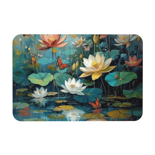 TlevadArt Fußabtreter Seerose Schmetterling, 40x60cm rutschfest Fußmatte, Leicht Zu Reinigen, Schaffen Sie Eine Frische Und Natürliche Atmosphäre, Für Innen- Und Außenbereich TlevadArt Fußabtreter Seerose Schmetterling, 40x60cm rutschfest Fußmatte, Leicht Zu Reinigen, Schaffen Sie Eine Frische Und Natürliche Atmosphäre, Für Innen- Und Außenbereich von TlevadArt