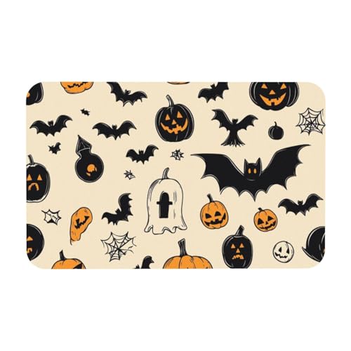 TlevadArt Fußmatte Halloween, Kieselalgenschlamm Material, Leicht Zu Reinigen, Mit Gummirücken, Fußmatten rutschfest, Starker Halloween-Stil, Für Drinnen Und Draußen, 50x80cm TlevadArt Fußmatte Halloween, Kieselalgenschlamm Material, Leicht Zu Reinigen, Mit Gummirücken, Fußmatten rutschfest, Starker Halloween-Stil, Für Drinnen Und Draußen, 50x80cm von TlevadArt