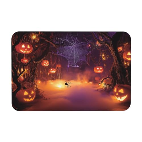 TlevadArt Fussmatte Halloween, Kürbislaternen, Große Spinnennetze, Spinnen Und Geisterhafter Nebel Umgeben Fußmatten, rutschfest Und Leicht Zu Reinigen, Für Drinnen Und Draußen, 40x60cm TlevadArt Fussmatte Halloween, Kürbislaternen, Große Spinnennetze, Spinnen Und Geisterhafter Nebel Umgeben Fußmatten, rutschfest Und Leicht Zu Reinigen, Für Drinnen Und Draußen, 40x60cm von TlevadArt