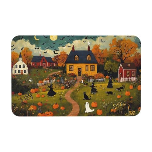 TlevadArt Fußmatte Halloween Stadt, rutschfeste, Waschbare Fußmatte, Kieselalgenschlamm Material, Halloween-Atmosphäre, Für Innen- Und Außenbereich, 50x80cm TlevadArt Fußmatte Halloween Stadt, rutschfeste, Waschbare Fußmatte, Kieselalgenschlamm Material, Halloween-Atmosphäre, Für Innen- Und Außenbereich, 50x80cm von TlevadArt