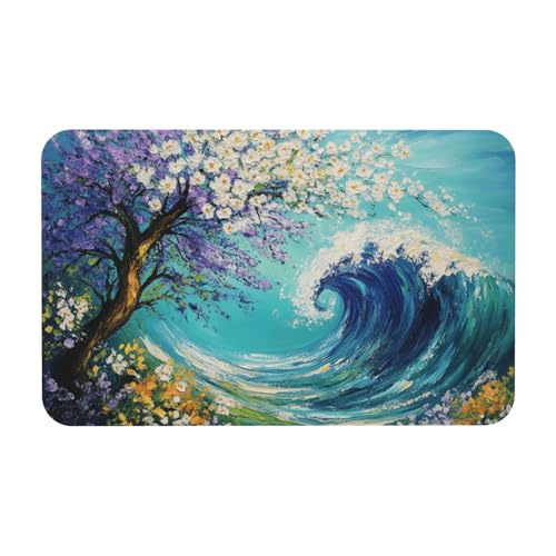 TlevadArt Fussmatte Innen, Wellen, Blühender Baum Fußmatten, rutschfeste Und Waschbare Fußmatte, Für Badezimmer, Veranda, Küche, Schlafzimmer Usw, 50x80cm TlevadArt Fussmatte Innen, Wellen, Blühender Baum Fußmatten, rutschfeste Und Waschbare Fußmatte, Für Badezimmer, Veranda, Küche, Schlafzimmer Usw, 50x80cm von TlevadArt