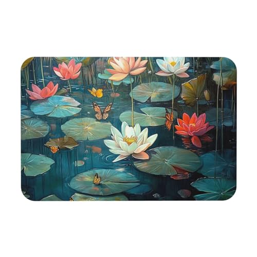 TlevadArt Fußmatte Innen 40x60cm, rutschfeste Und Waschbare Fußmatten, Seerose-Schmetterling-Kieselalgenschlamm-Fußmatten, Für Außen Und Innen TlevadArt Fußmatte Innen 40x60cm, rutschfeste Und Waschbare Fußmatten, Seerose-Schmetterling-Kieselalgenschlamm-Fußmatten, Für Außen Und Innen von TlevadArt