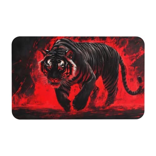 TlevadArt Fußmatte Innen 50x80cm, rutschfest Fußmatten, Waschbar Fussmatte Aussen, Kieselalgenschlamm Material, Dunkelrote Flamme Schwarzer Tiger Fußabtreter, Für Innen- Und Außenbereich TlevadArt Fußmatte Innen 50x80cm, rutschfest Fußmatten, Waschbar Fussmatte Aussen, Kieselalgenschlamm Material, Dunkelrote Flamme Schwarzer Tiger Fußabtreter, Für Innen- Und Außenbereich von TlevadArt