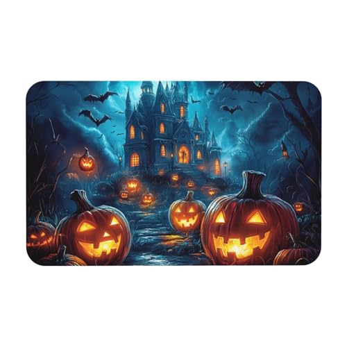 TlevadArt Fußmatte Innen Halloween, 50x80cm Fußmatten Waschbar, rutschfeste Gummi-Unterseite, Kürbis Schloss Kieselalgenschlamm Fussmatte, Schaffen Sie Eine Festliche Atmosphäre TlevadArt Fußmatte Innen Halloween, 50x80cm Fußmatten Waschbar, rutschfeste Gummi-Unterseite, Kürbis Schloss Kieselalgenschlamm Fussmatte, Schaffen Sie Eine Festliche Atmosphäre von TlevadArt