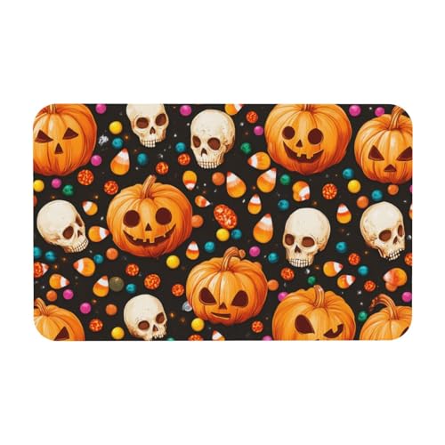TlevadArt Fußmatte Innen Halloween 50x80cm, rutschfeste, Waschbare Fußmatten, Kieselalgenschlamm Material, Kürbis Totenkopf Süßigkeiten Fussmatte, Schaffen Sie Eine Festliche Atmosphäre TlevadArt Fußmatte Innen Halloween 50x80cm, rutschfeste, Waschbare Fußmatten, Kieselalgenschlamm Material, Kürbis Totenkopf Süßigkeiten Fussmatte, Schaffen Sie Eine Festliche Atmosphäre von TlevadArt