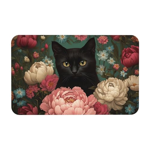 TlevadArt Fussmatte Schwarze Katzenblumen, rutschfeste Und Waschbare Fußmatte, Kieselalgenschlamm Material, Für Innen- Und Außenbereich, 50x80cm TlevadArt Fussmatte Schwarze Katzenblumen, rutschfeste Und Waschbare Fußmatte, Kieselalgenschlamm Material, Für Innen- Und Außenbereich, 50x80cm von TlevadArt