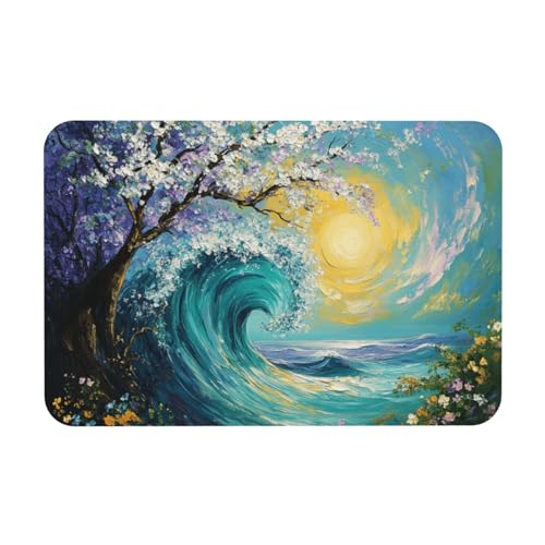 TlevadArt Fußmatte Wellen, Blühende Bäume, rutschfest Fußmatten, Leicht Zu Reinigen, Kieselalgenschlamm Material, Für Drinnen Und Draußen, 40x60cm TlevadArt Fußmatte Wellen, Blühende Bäume, rutschfest Fußmatten, Leicht Zu Reinigen, Kieselalgenschlamm Material, Für Drinnen Und Draußen, 40x60cm von TlevadArt