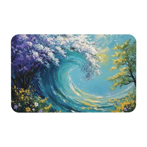 TlevadArt Fußmatte Wellen, Blühende Bäume, rutschfest Fußmatten, Leicht Zu Reinigen, Kieselalgenschlamm Material, Für Drinnen Und Draußen, 50x80cm TlevadArt Fußmatte Wellen, Blühende Bäume, rutschfest Fußmatten, Leicht Zu Reinigen, Kieselalgenschlamm Material, Für Drinnen Und Draußen, 50x80cm von TlevadArt