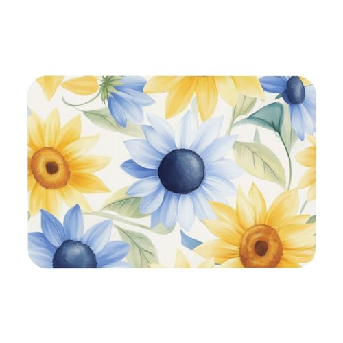 TlevadArt Fußmatten Gelbe Und Blaue Sonnenblumen, rutschfest Fußmatte, Kieselalgenschlamm Material, Für Badezimmer, Haustür, Eingangsbereich, Garten, 40x60cm TlevadArt Fußmatten Gelbe Und Blaue Sonnenblumen, rutschfest Fußmatte, Kieselalgenschlamm Material, Für Badezimmer, Haustür, Eingangsbereich, Garten, 40x60cm von TlevadArt