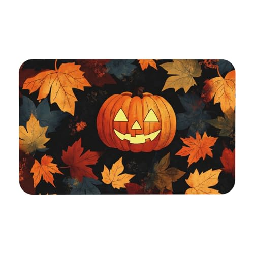 TlevadArt Fußmatten Halloween, rutschfest Und Leicht Zu Reinigen, Kürbis Ahornblatt Kieselalgenschlamm Fußmatte, Schaffen Sie Eine Starke Halloween-Atmosphäre, 50x80cm TlevadArt Fußmatten Halloween, rutschfest Und Leicht Zu Reinigen, Kürbis Ahornblatt Kieselalgenschlamm Fußmatte, Schaffen Sie Eine Starke Halloween-Atmosphäre, 50x80cm von TlevadArt
