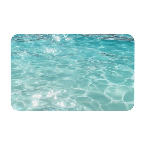 TlevadArt Fußmatten Innen 50x80cm, Klare Wasserwellen Kieselalgenschlamm Fußmatte, rutschfeste Und Waschbare Fussmatte, Für Zuhause, Küche, Badezimmer, Büro, Veranda Dekoration von TlevadArt