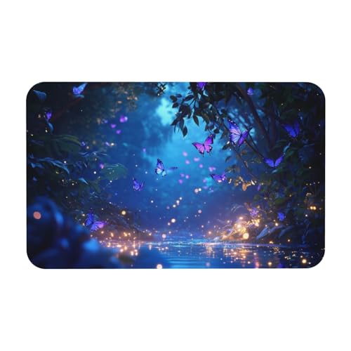 TlevadArt Fußmatten Innen 50x80cm, Waschbar Fussmatte Aussen, Schmetterling Wald Fußmatten, rutschfeste Gummi-Unterseite, Für Innen- Und Außenbereich von TlevadArt