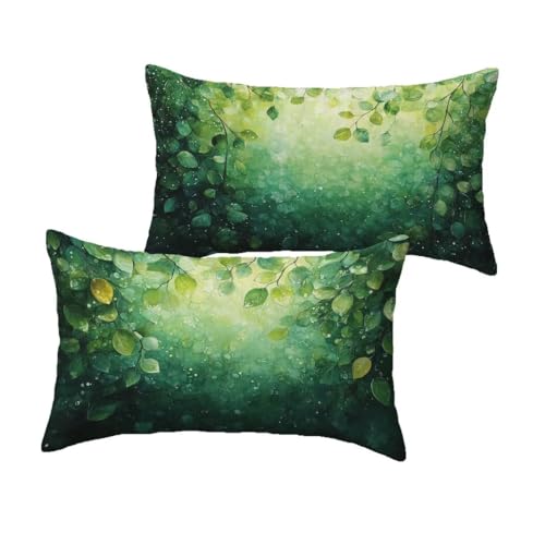 Outdoor Kissen Wetterfest, Kissenbezug 30x50 cm Smaragd Kissen Vert Outdoorkissen Rechteckige Leinen Kissenbezüge Sitzkissen Outdoor Zierkissen Gartendeko für Draußen Wetterfest Balkon Deko C-211 von Tloome
