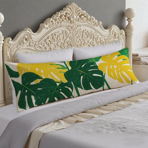 Seitenschläferkissen Bezug 60 x 180 Seitenschläferkissen Grün Kissenbezug 60x180 cm Body Pillow Orange Muster Doppelseitig Druck Kissenbezüge mit Unsichtbarer Reißverschluss, Deko Schlafzimmer O-681 von Tloome