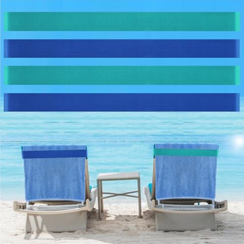 Handtuchbänder (4er-Pack), Strandtuch-Clips für Strandstühle, Pool-Lounge-Stühle und Kreuzfahrtschiffe – extra langlebige Strand-Essentials, winddichte Clips für Outdoor-Reiseutensilien (Türkis/Blau) von Tlowesng