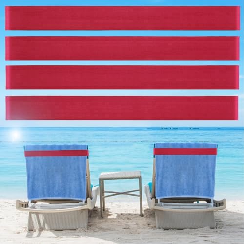 Strandtuch-Bänder (4 Stück), Strandkorb, Poolstühle und Kreuzfahrtschiff-Essentials, The Better Handtuch-Clips, Handtuchhalter, Strandtuch-Clips (rot) von Tlowesng