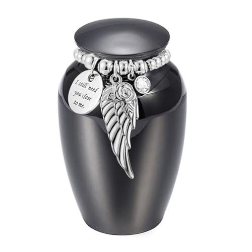 Aluminiumlegierung Haustier Urne Mit Flügelperlendesign Sicherer Leckeres Versiegelung Aschehalter Für Pet Memorial Keepsakes Charme Decor von Tmboryuu