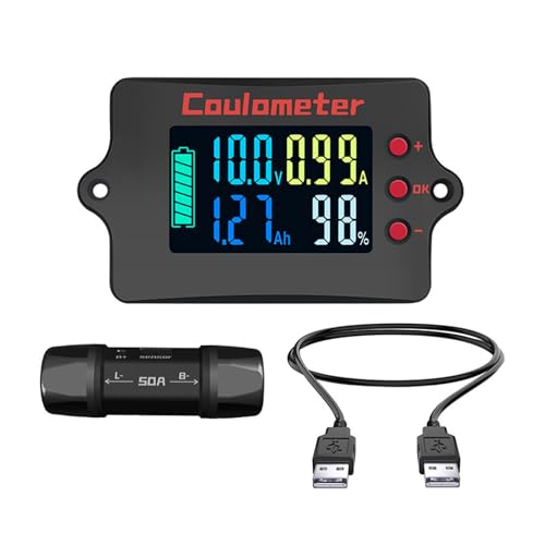 Coulometer 8-120 V 50A Batterie Monitore Bidirektional Präziser Erkennung Mit Hintergrundbeleuchtung COULOMB COCKER von Tmboryuu