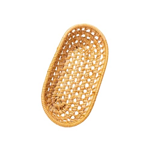 Rattan Gewebter Korb Für Snacks Fruchtaufbewahrungsbehälter Multifunktional Servingplatte Effiziente Desktop Organisation Tool von Tmboryuu