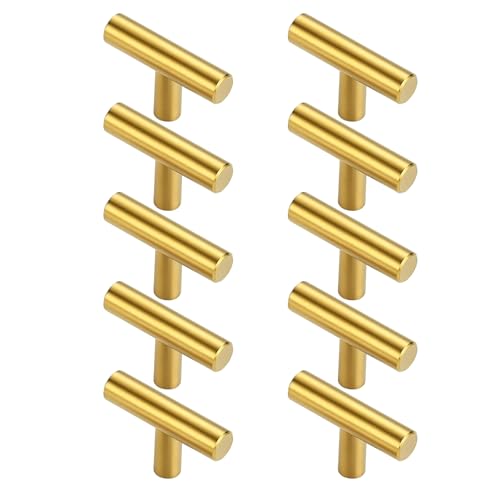 10pcs Robuste Gold T Formschubladenknöpfe Einzelne Loch Zineslegierungen Für Elegante Schränke Entwürfe Easy Installion Easy Installion Drawer Pulls von Tmboryuu