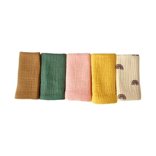 Tmboryuu 5 Teiliges Set Sanftes Baumwollkindwaschanlagen Badezeit Essentielles Handtuch 25x25 cm Unisex Design Kleines Taschentuch Atmungsaktives Säuglingsbadzubehör von Tmboryuu