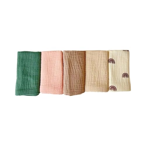 Tmboryuu 5 Teiliges Set Sanftes Baumwollkindwaschanlagen Badezeit Essentielles Handtuch 25x25 cm Unisex Design Kleines Taschentuch Atmungsaktives Säuglingsbadzubehör von Tmboryuu